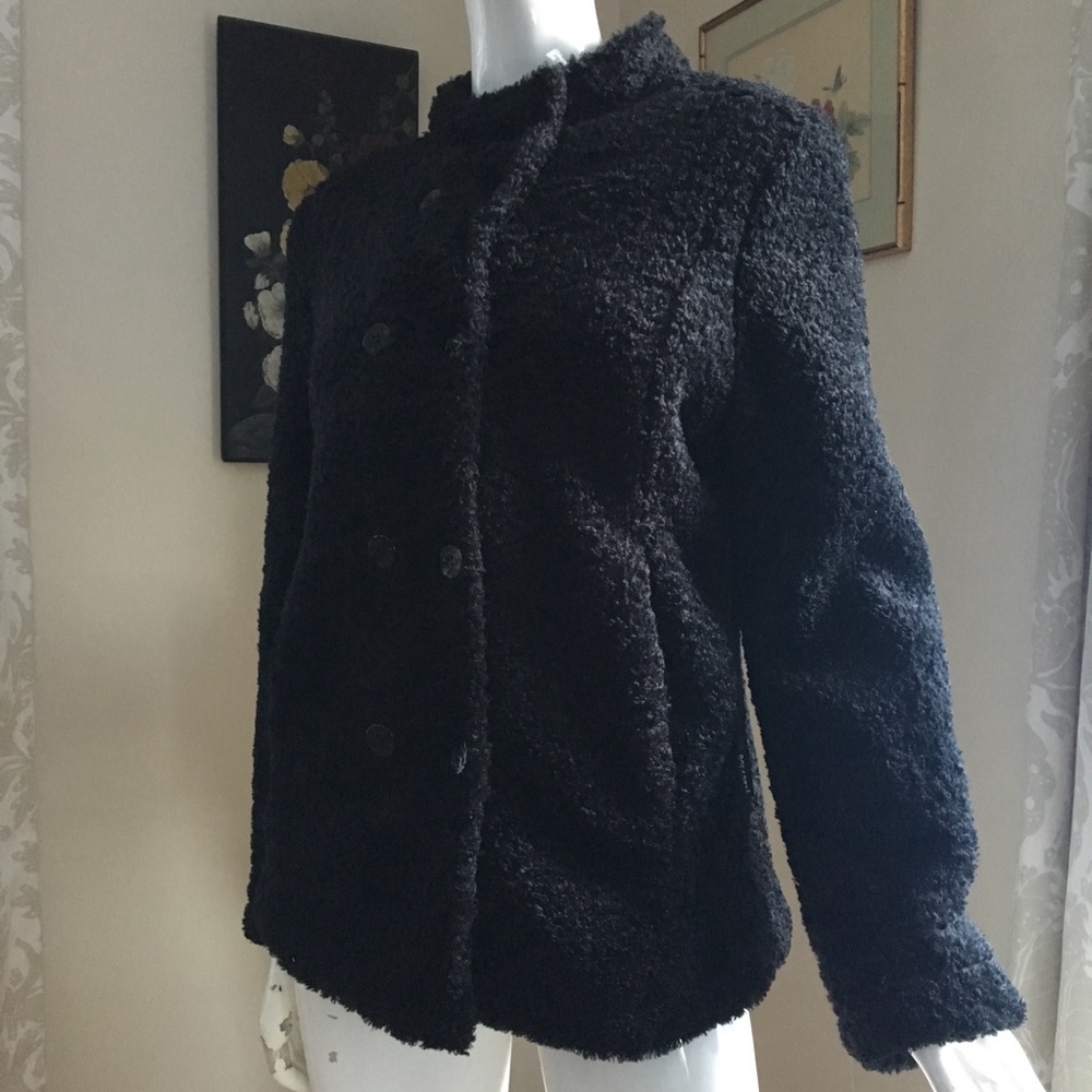 Black shag fleece pea coat by Black Diamond